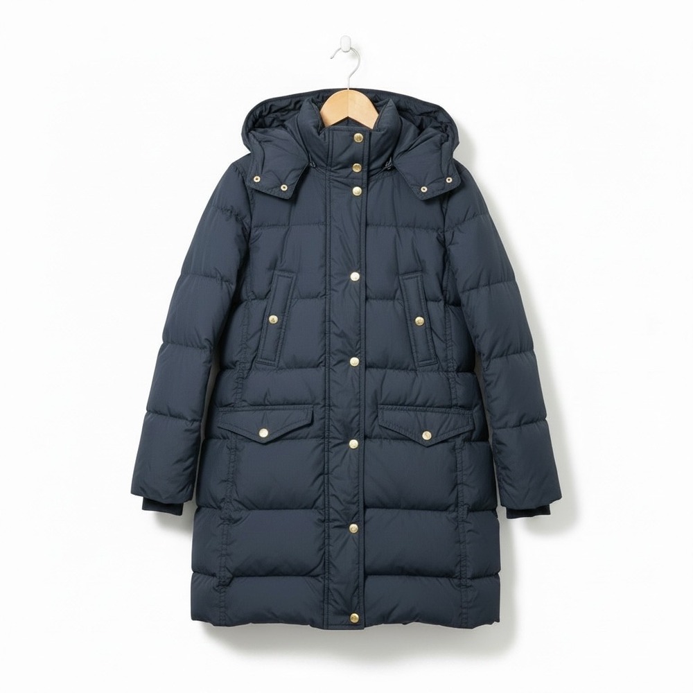 J.Crew Puffer Parka Navy Blue Excellent Size SP Women